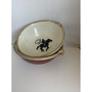 (2) Sonoma Happy Trails Cereal /Soup Bowls, Western Style, Red, 7.25", New